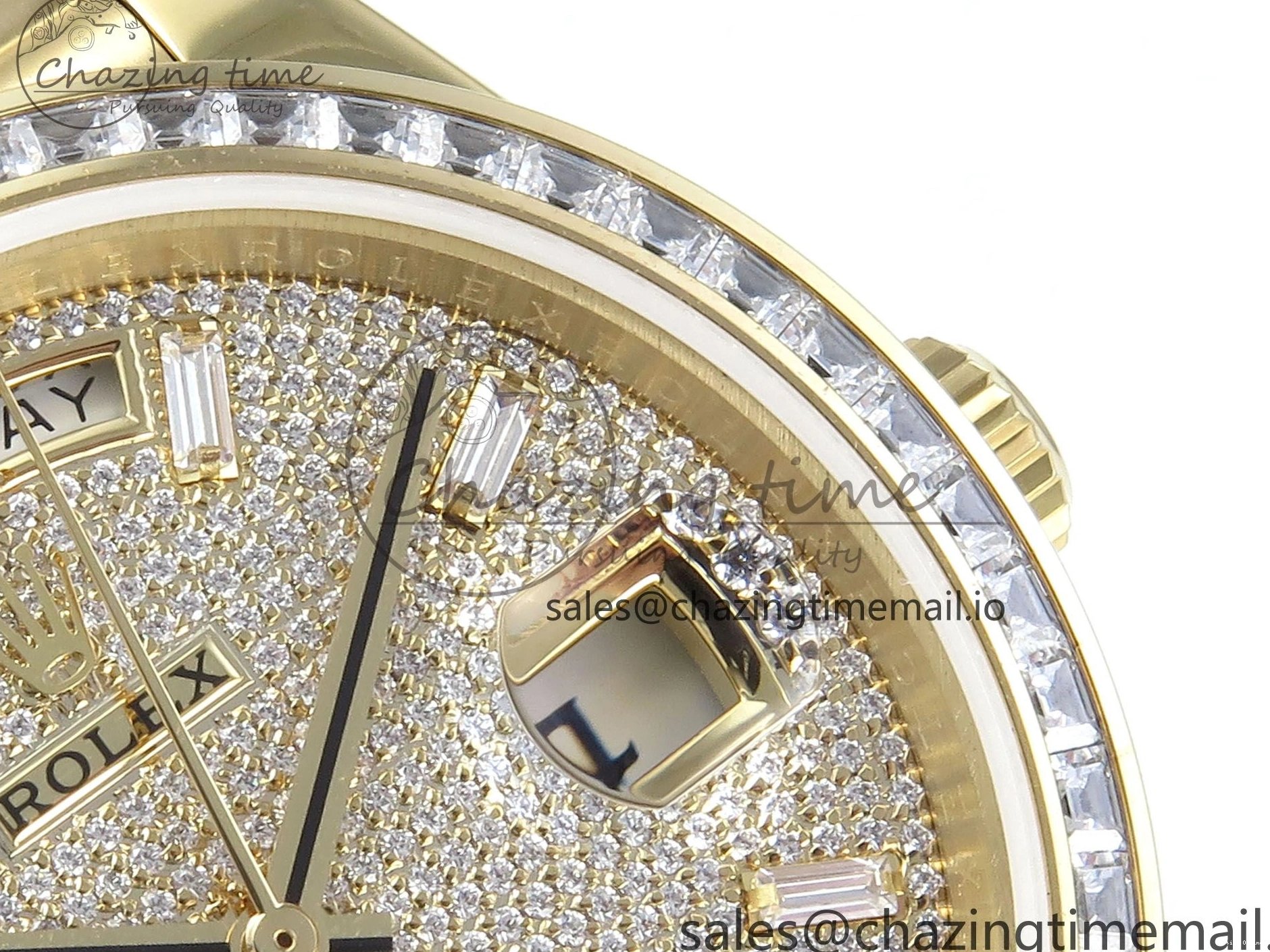 0205 DayDate 40 YG QF 1:1 Best Edition Pink Diamonds Dial Diamonds Bezel on President Bracelet A2836 V5 (Gain Weight) ZipUp 488